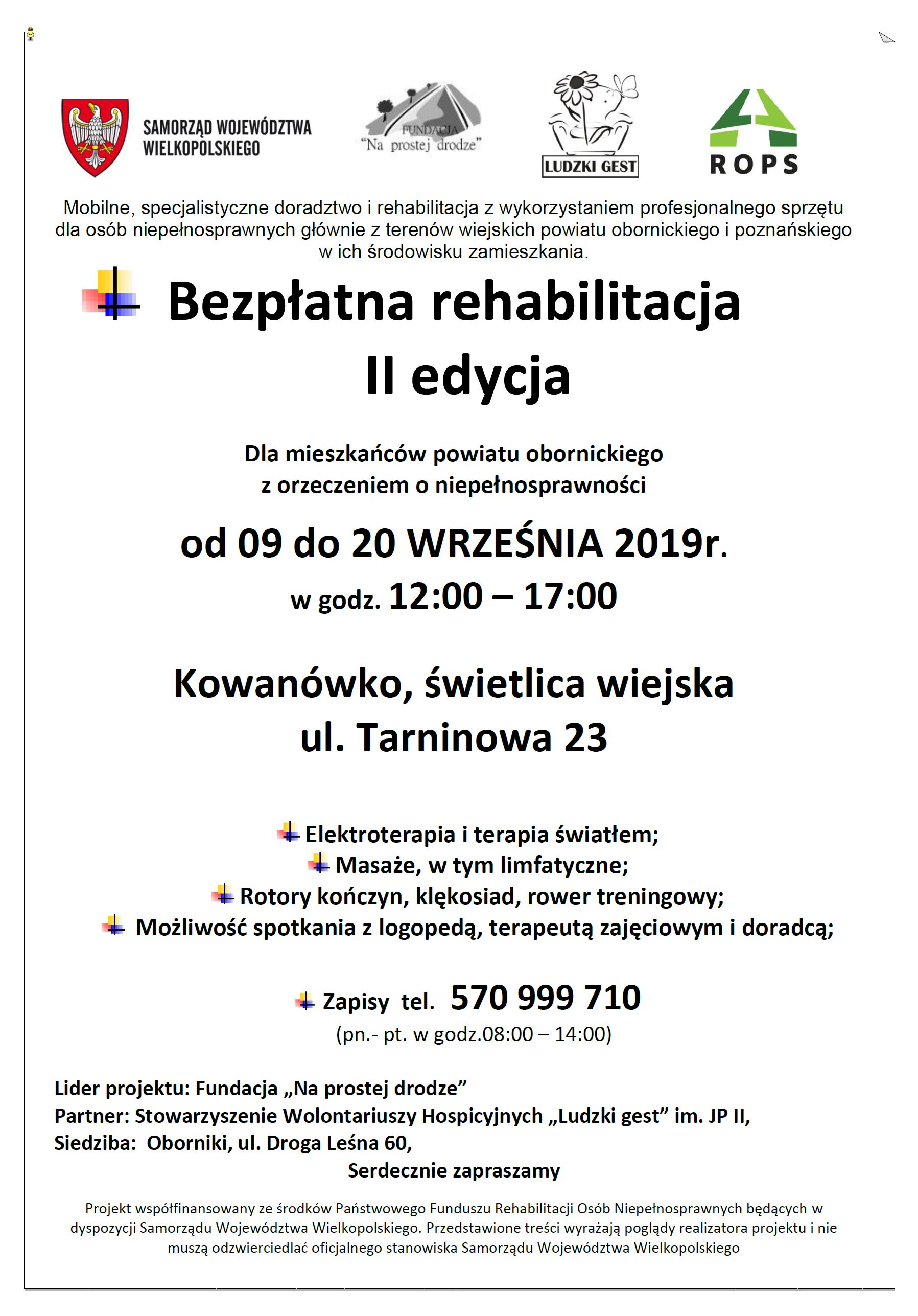 Bezpłatna rehabilitacja UM Oborniki